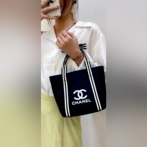 Black Tote with White Accents